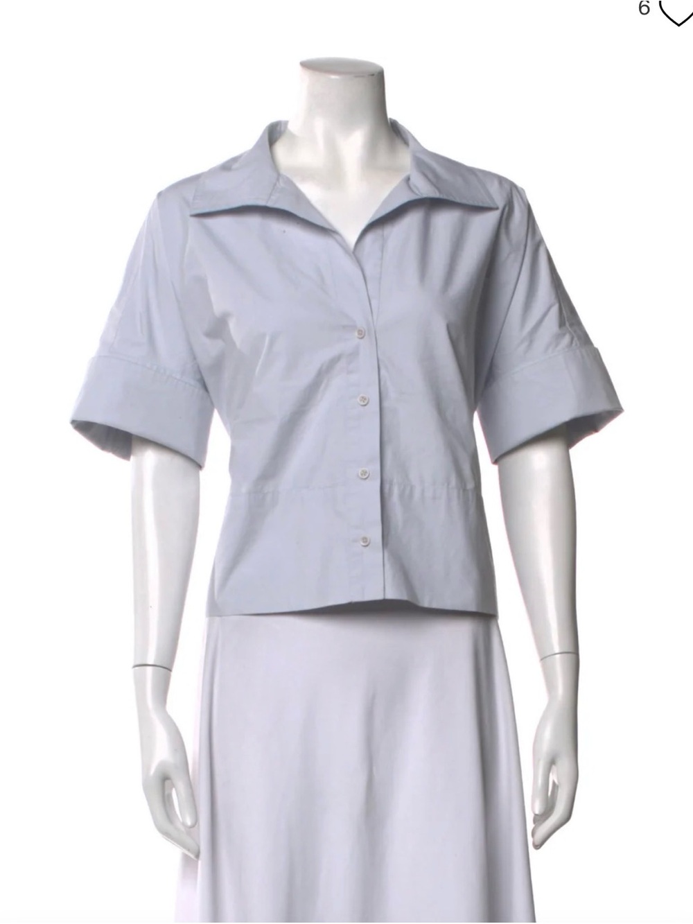 Julia Amory Antibes Short-Sleeve Button-Up Shirt Blue Gray L